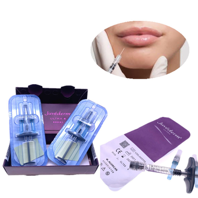 Juvedermの皮膚注入口2x1mlのスポイトの針の十字はゲルの唇の注入をつないだ