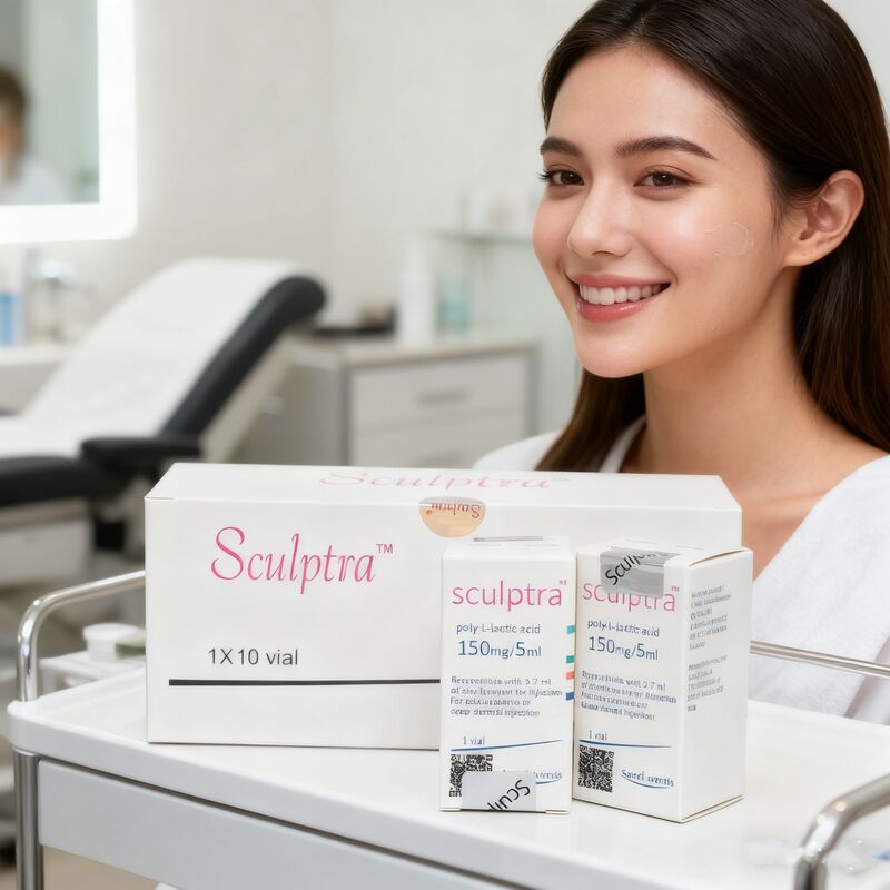 Sculptra 150mg PLLAは、顔の自然なコラーゲン生成を促進し、頬にボリュームを与えます