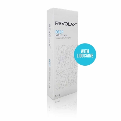 深いRevolaxの皮の十字は印が付いていたHyaluronic酸の注入口の皮膚セリウムをつないだ